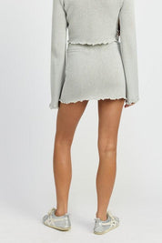 LETTUCE HEM CROCHET MINI SKIRT - Sunday Golden