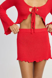 LETTUCE HEM CROCHET MINI SKIRT - Sunday Golden