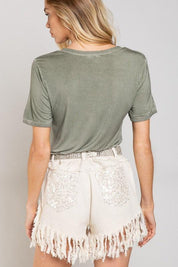 Girly Meets Basic Short Sleeve Top - Sunday Golden