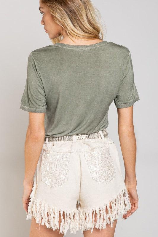Girly Meets Basic Short Sleeve Top - Sunday Golden