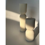 Striped Column Candle | Pillar Soy Decorative Candle - Sunday Golden