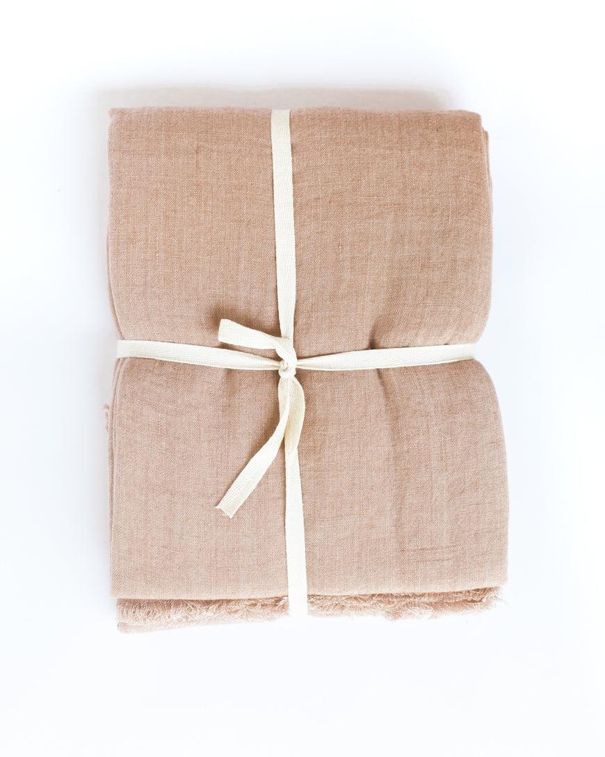 Stone Washed Linen Throw Blanket - Sunday Golden