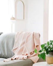 Stone Washed Linen Throw Blanket - Sunday Golden