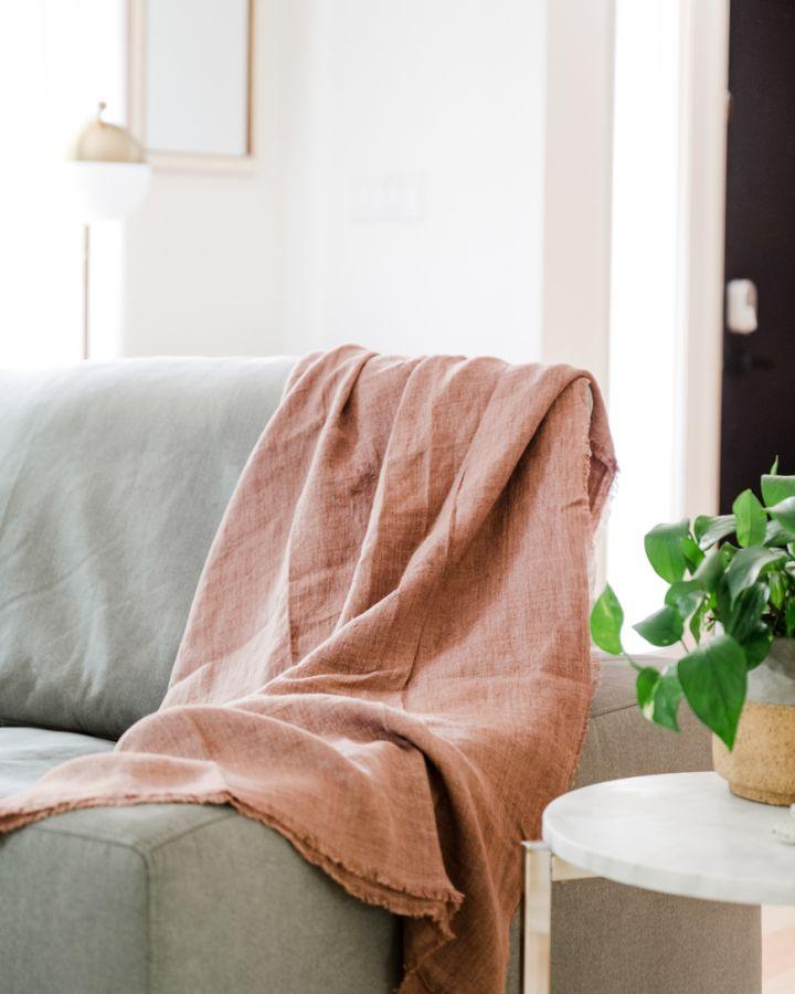 Stone Washed Linen Throw Blanket - Sunday Golden