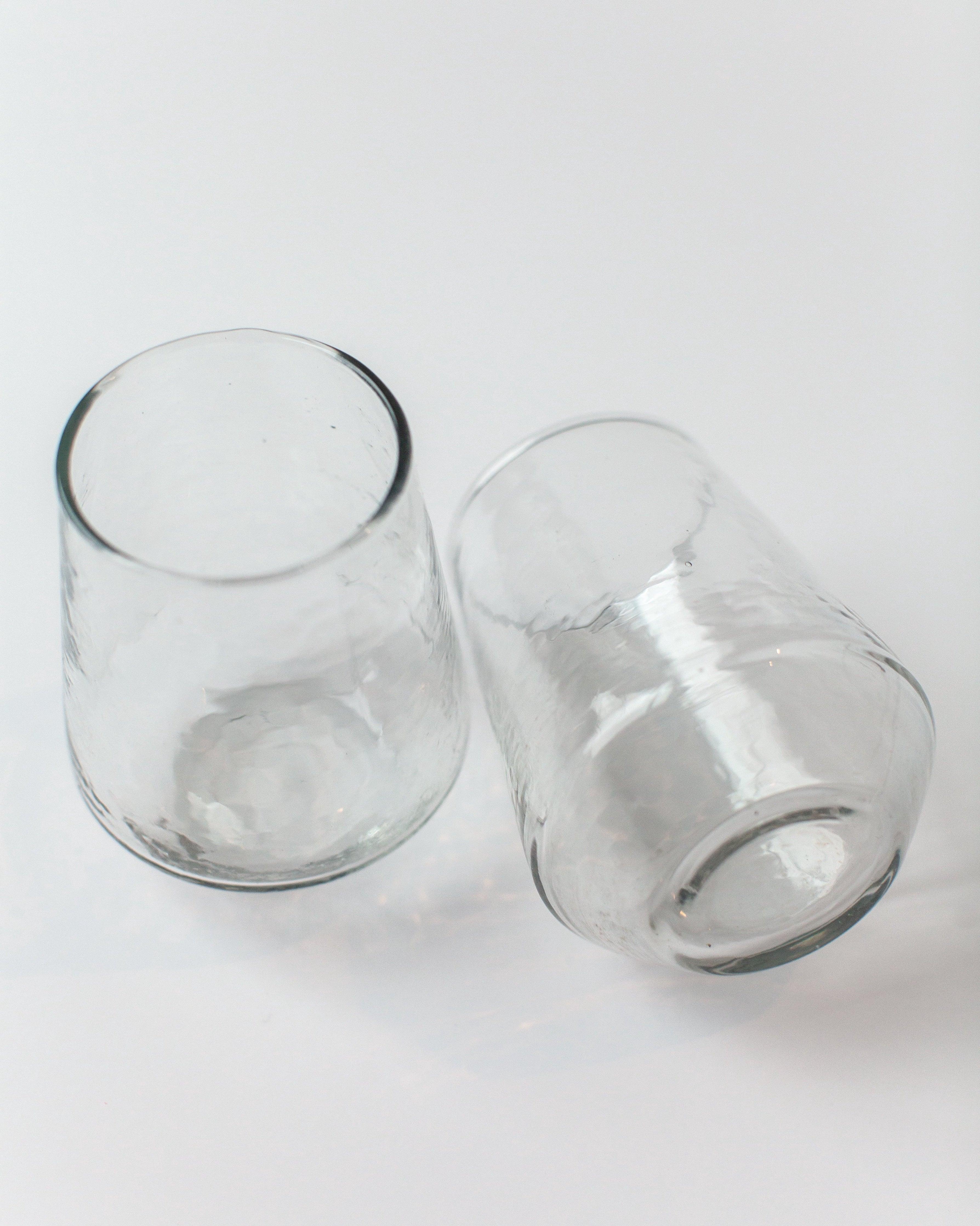 Pair of Hammered Glass Water Tumblers | Handblown in India - Sunday Golden