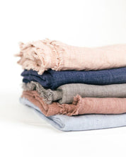 Stone Washed Linen Throw Blanket - Sunday Golden