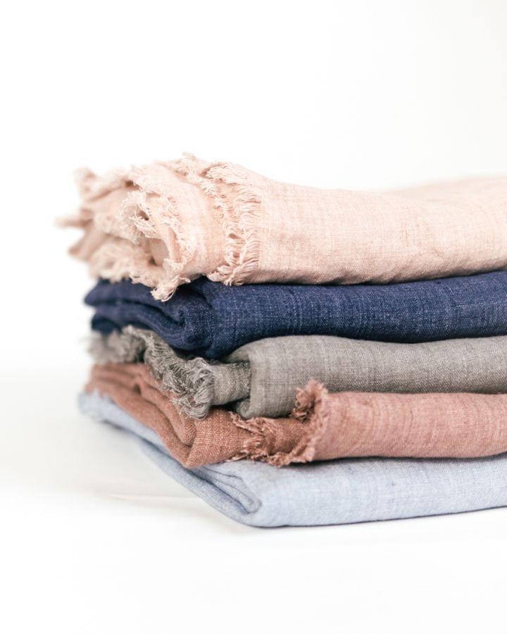 Stone Washed Linen Throw Blanket - Sunday Golden