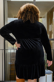 Joslynn Velvet Dress in Black - Sunday Golden