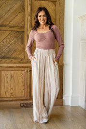 Cassie Wide Leg Pants - Sunday Golden
