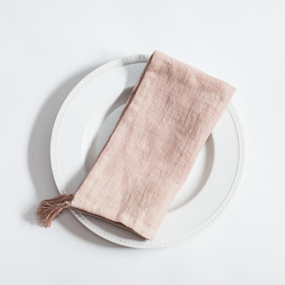 Stone Washed Linen Tasseled Napkins - Sunday Golden