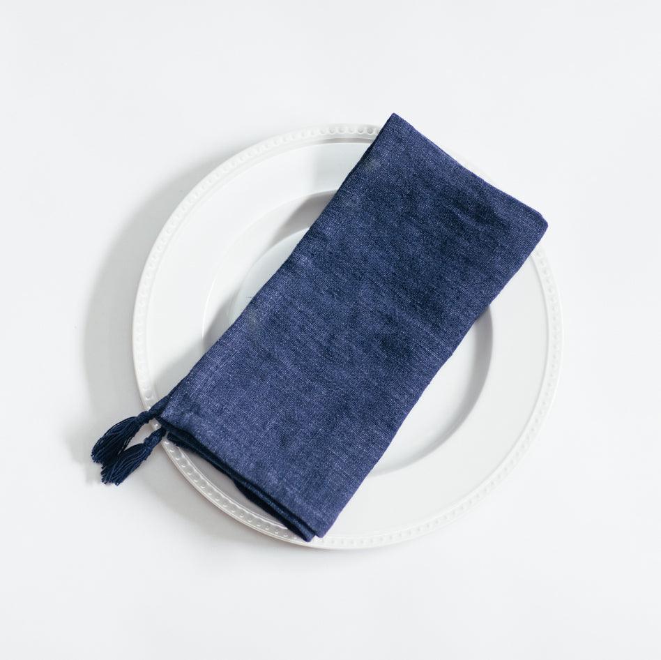Stone Washed Linen Tasseled Napkins - Sunday Golden