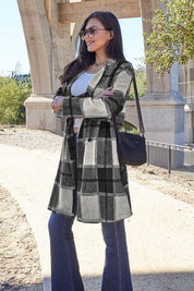 Plaid Button Up Lapel Collar Coat - Sunday Golden