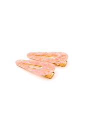 Teardrop Hair Clips (2) . Pink Shell. 2 hair clips in pink shell.