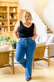 Caitlin High Rise Split Hem Straight Jeans - Sunday Golden