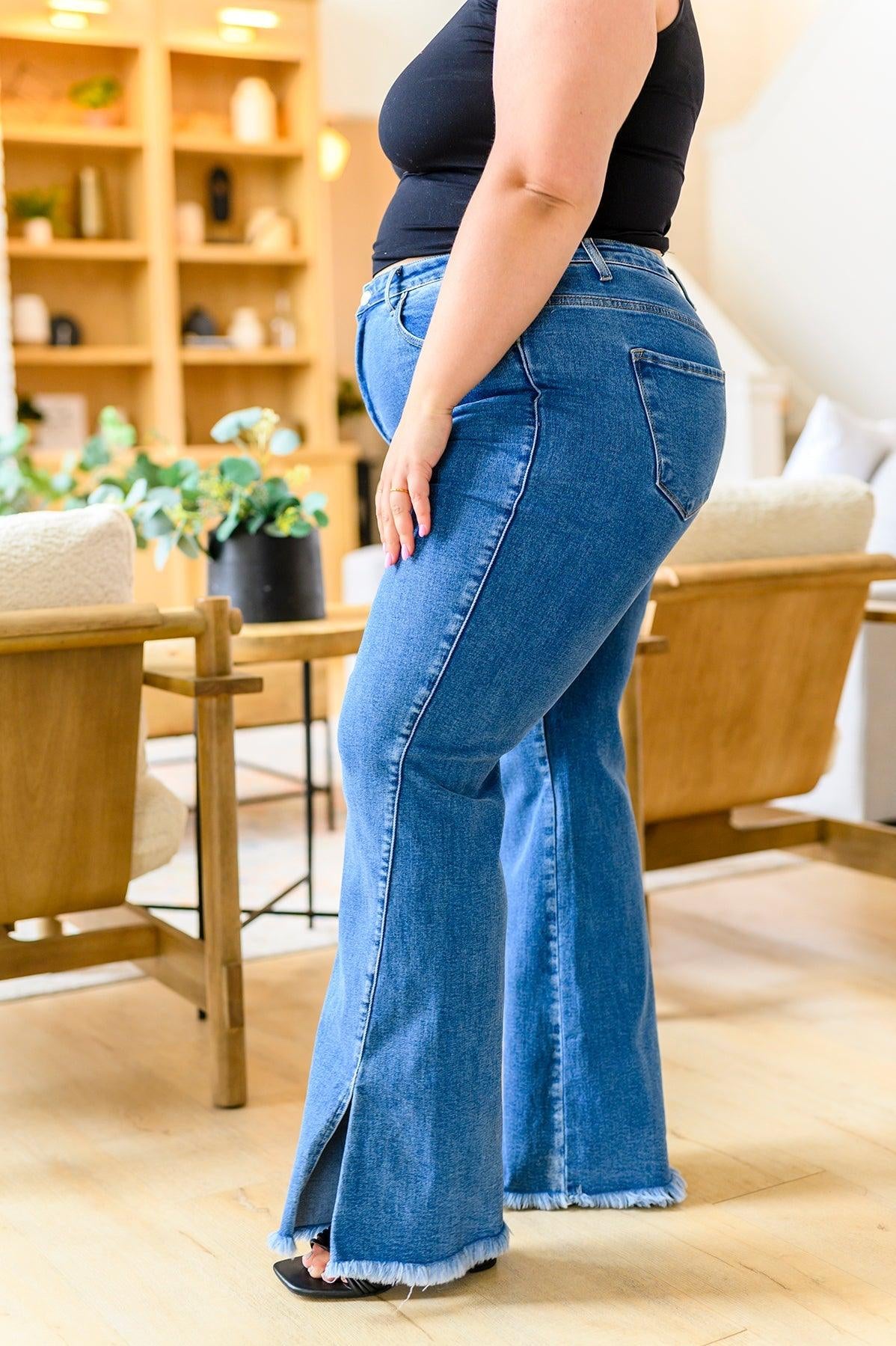 Caitlin High Rise Split Hem Straight Jeans - Sunday Golden