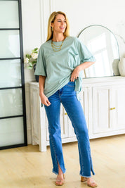 Caitlin High Rise Split Hem Straight Jeans - Sunday Golden