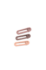 Set of Three . Hair Clips. Oval Hair Clips. Shade of brown. 