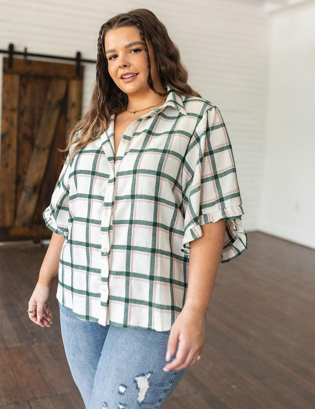 Perfect Picnic Plaid Top. boxy, button-down silhouette short sleeve top. Plaid blouse. 