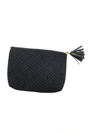 Quilted Travel Zip Pouch in Black - Sunday Golden
