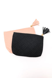 Quilted Travel Zip Pouch in Black - Sunday Golden