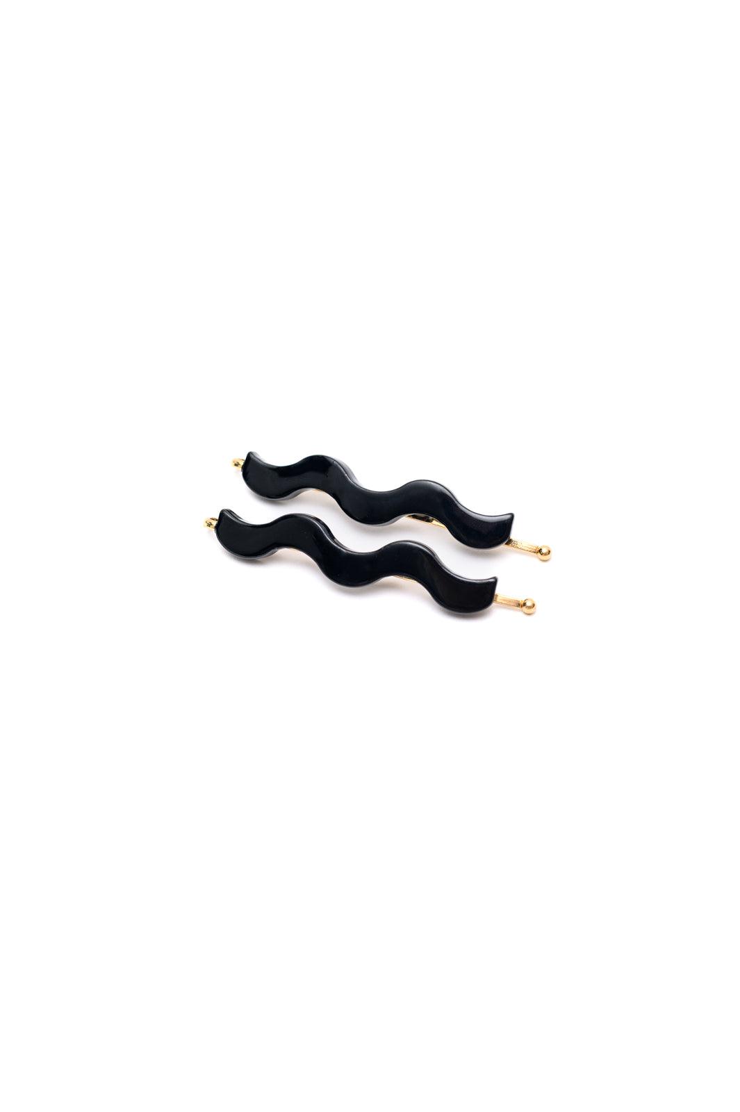 wave hair clip set. Black wavy hair clips. 