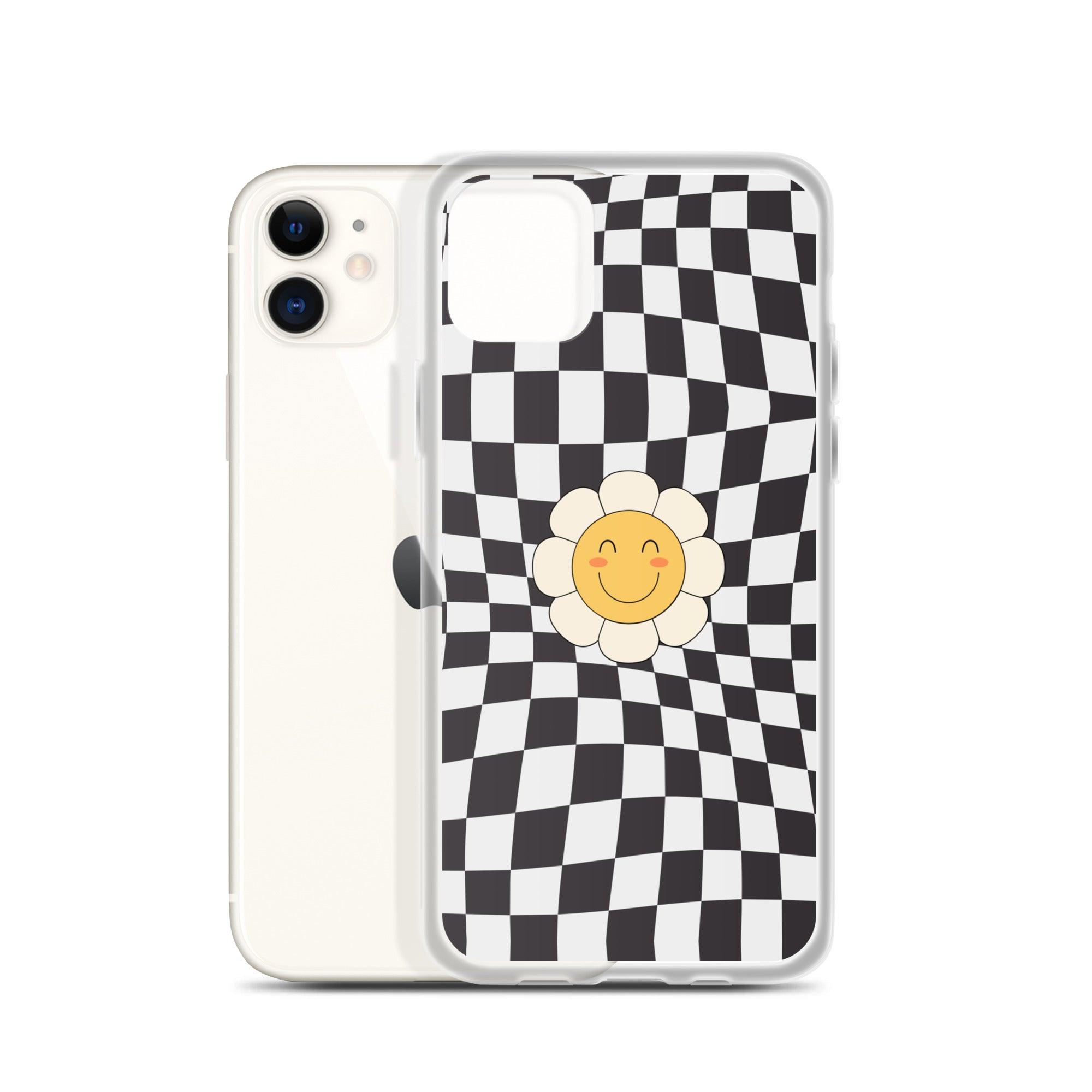 Happy Flower BLACK | Clear Case for iPhone® - Sunday Golden