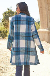 Plaid Button Up Lapel Collar Coat - Sunday Golden