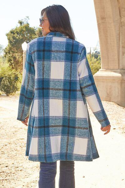Plaid Button Up Lapel Collar Coat - Sunday Golden