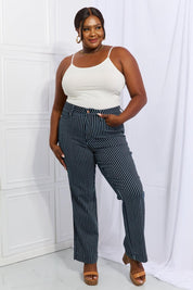 Cassidy High Waisted Tummy Control Striped Straight Denim - Sunday Golden