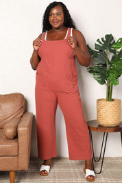 Double Take Wide Leg Overalls with Front Pockets - Sunday Golden